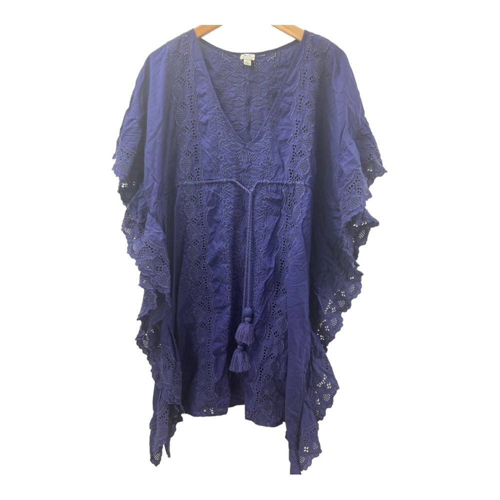 J. Crew Ruffle Tunic Coverup size S embroidered boho